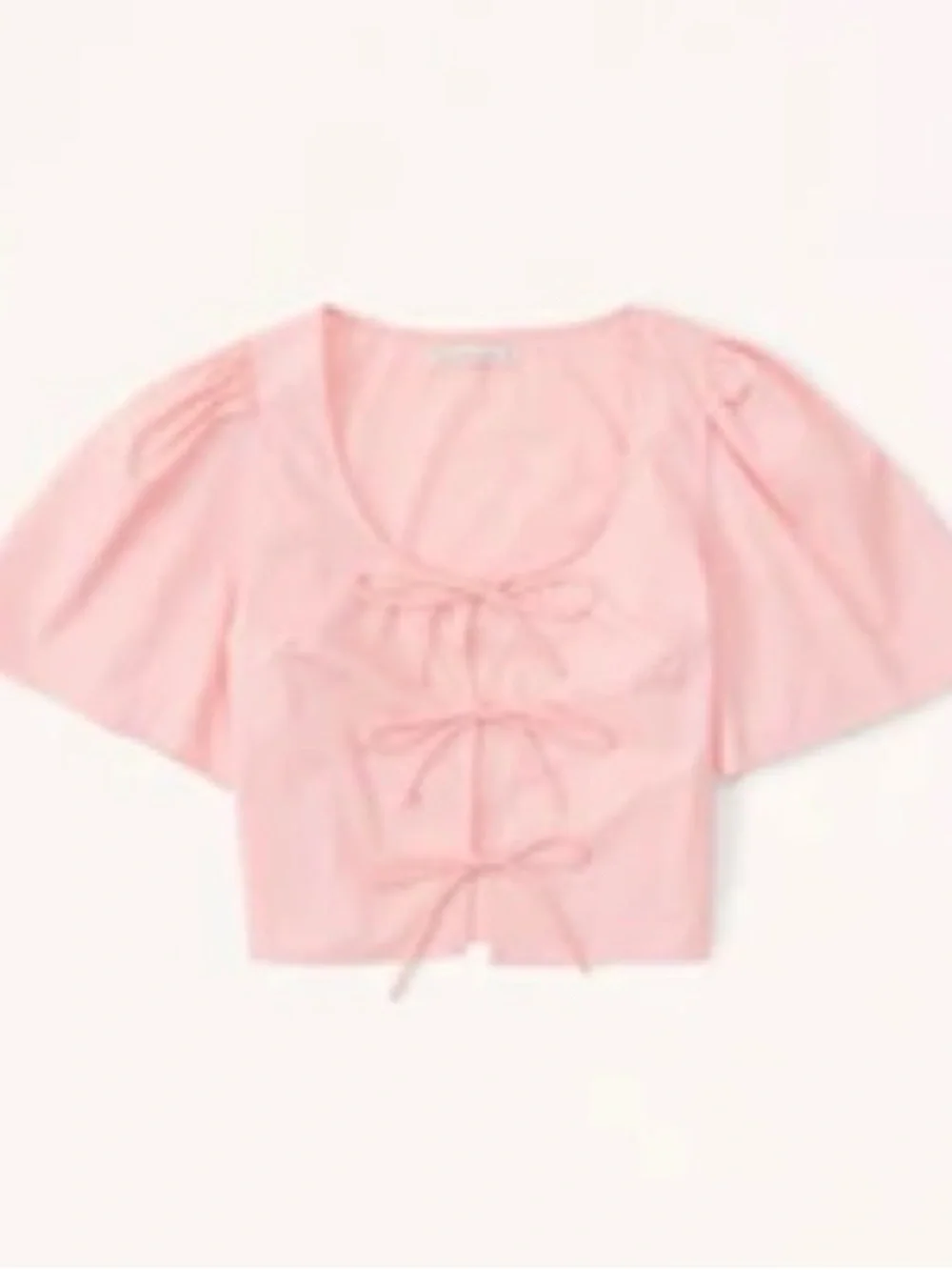 Abercrombie & Fitch Puff Sleeve Tie Up Blouse in Baby Pink Size Small